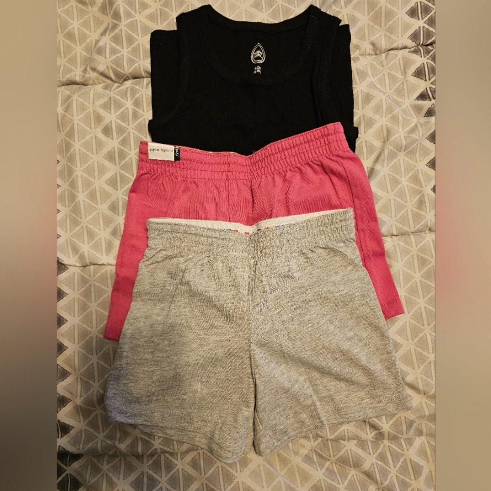 EUC Girls Pink and Gray Shorts Set